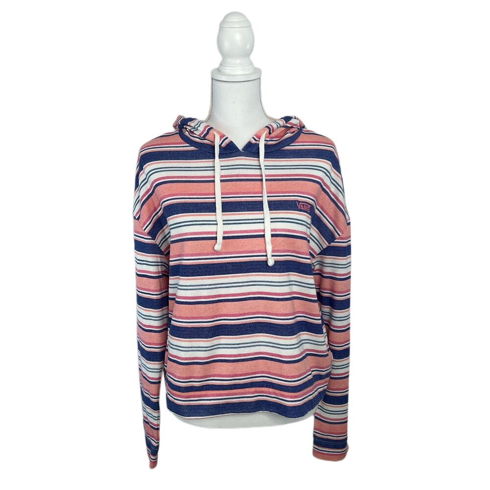 Vans‎ Women's Striped Blue Orange Hoodie Drawstring Sweatshirt Jacket Size M